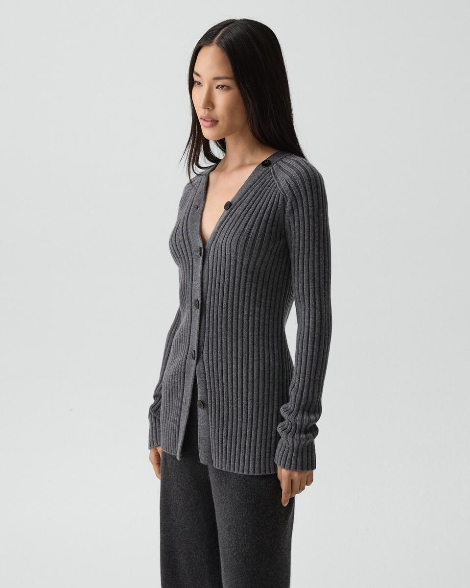 Button-Back Cardigan in Merino Wool