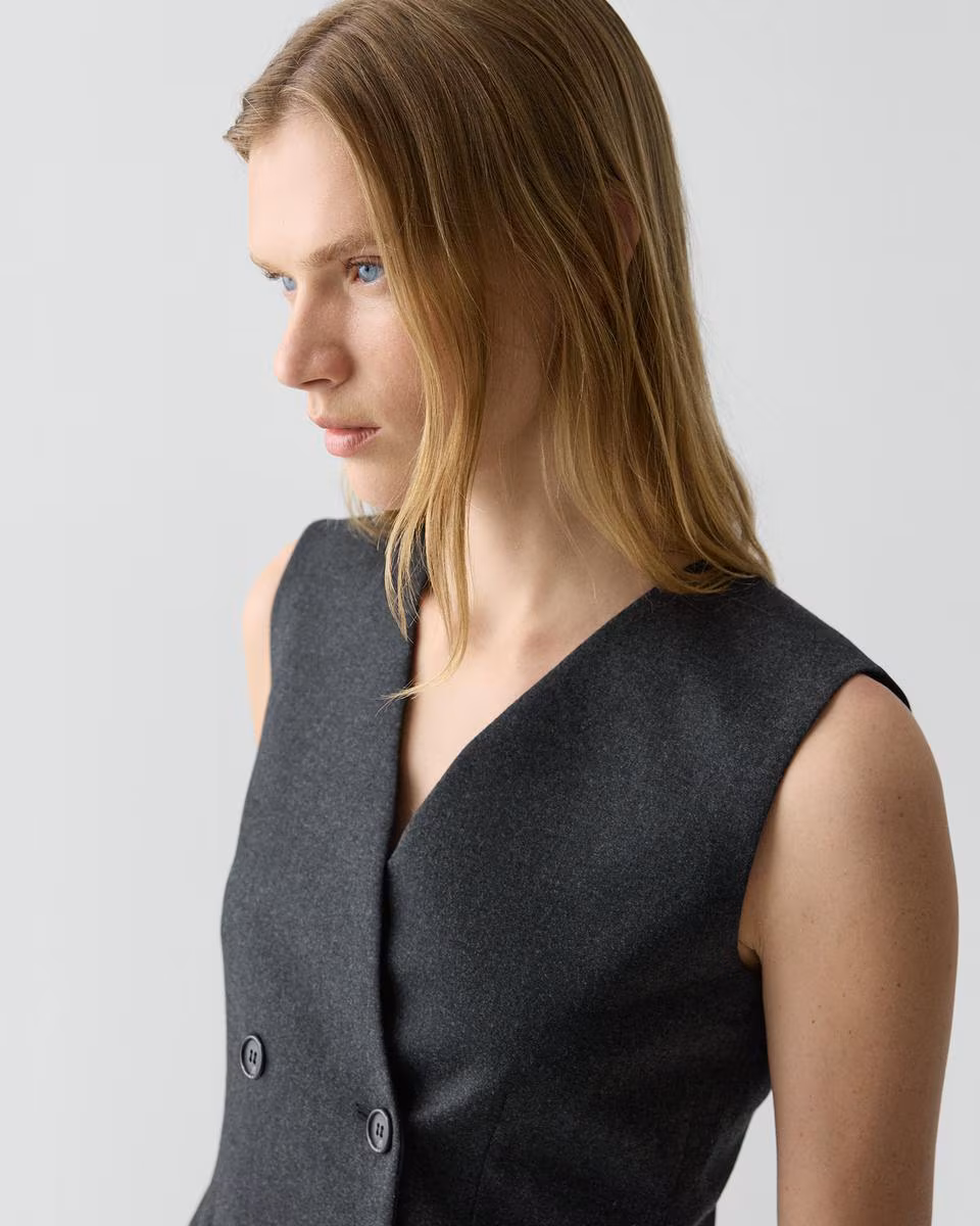 Shrunken Double-Breasted Vest in Sleek Flannel