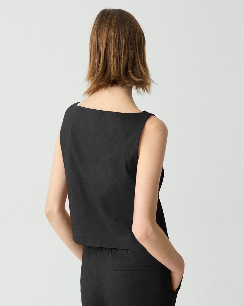 Sleeveless Boatneck Top in Good Linen