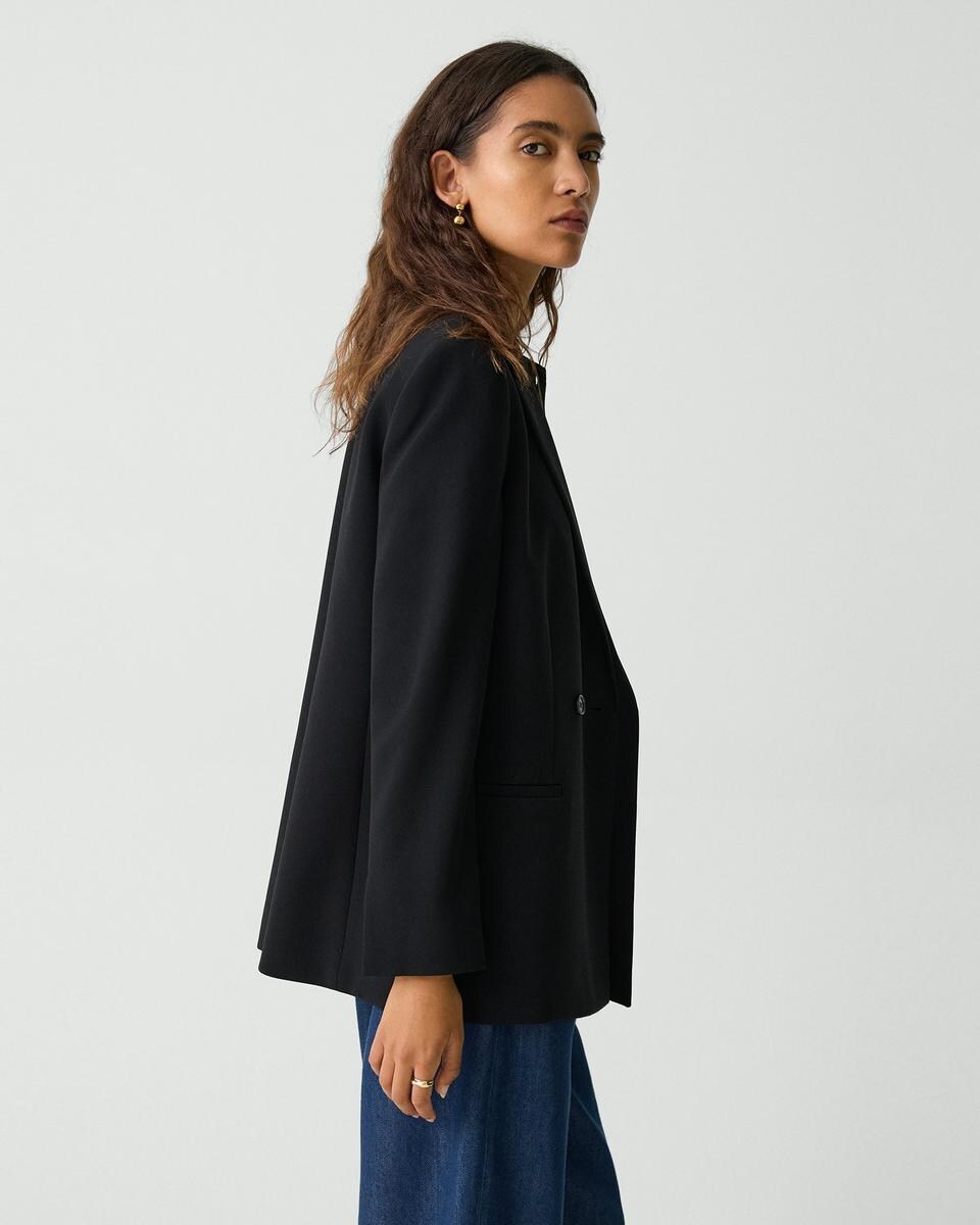 Relaxed Double-Breasted Blazer in Admiral Crepe