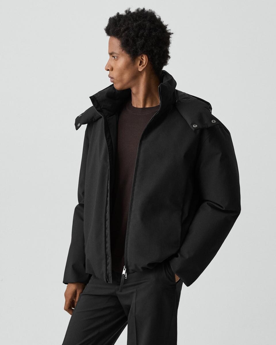 Hooded Jacket in Bonded Wool-Blend