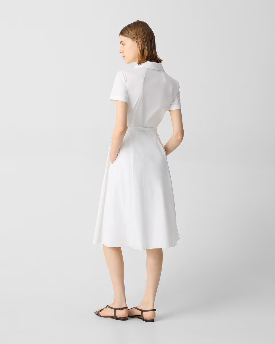Short-Sleeve Shirt Dress in Good Cotton