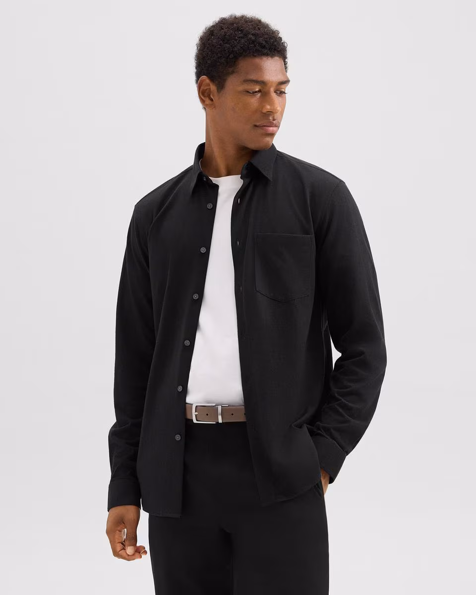 Irving Pocket Shirt in Brushed Structure Knit