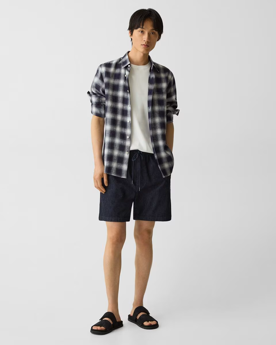 Drawstring Pull-On Short in Summer Denim