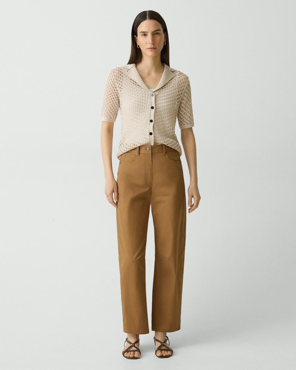 Cropped Barrel Pant in Cotton Twill