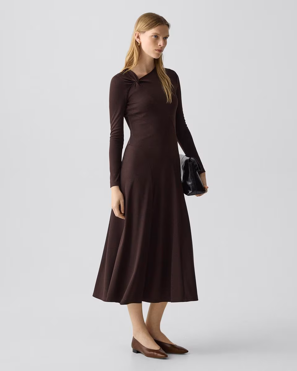 Twist Neck Dress in Crepe Jersey