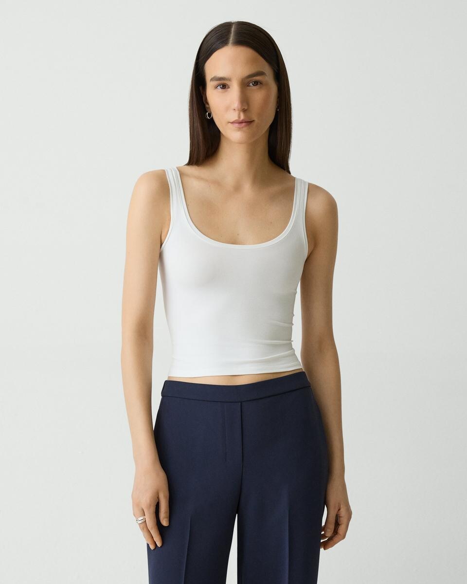 Cropped Tank Top in Stretch Nylon