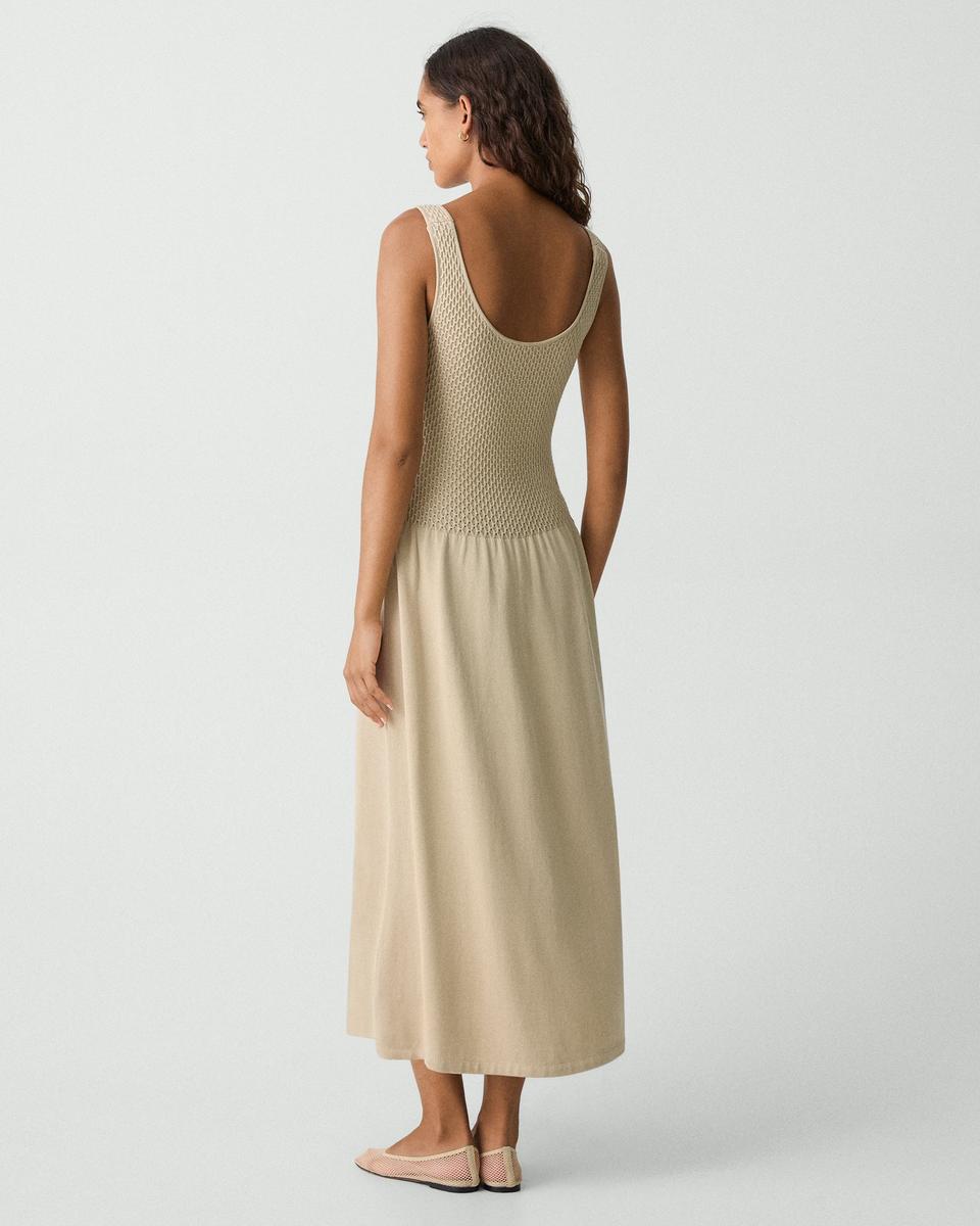 Midi Dress in Textured Cotton-Blend