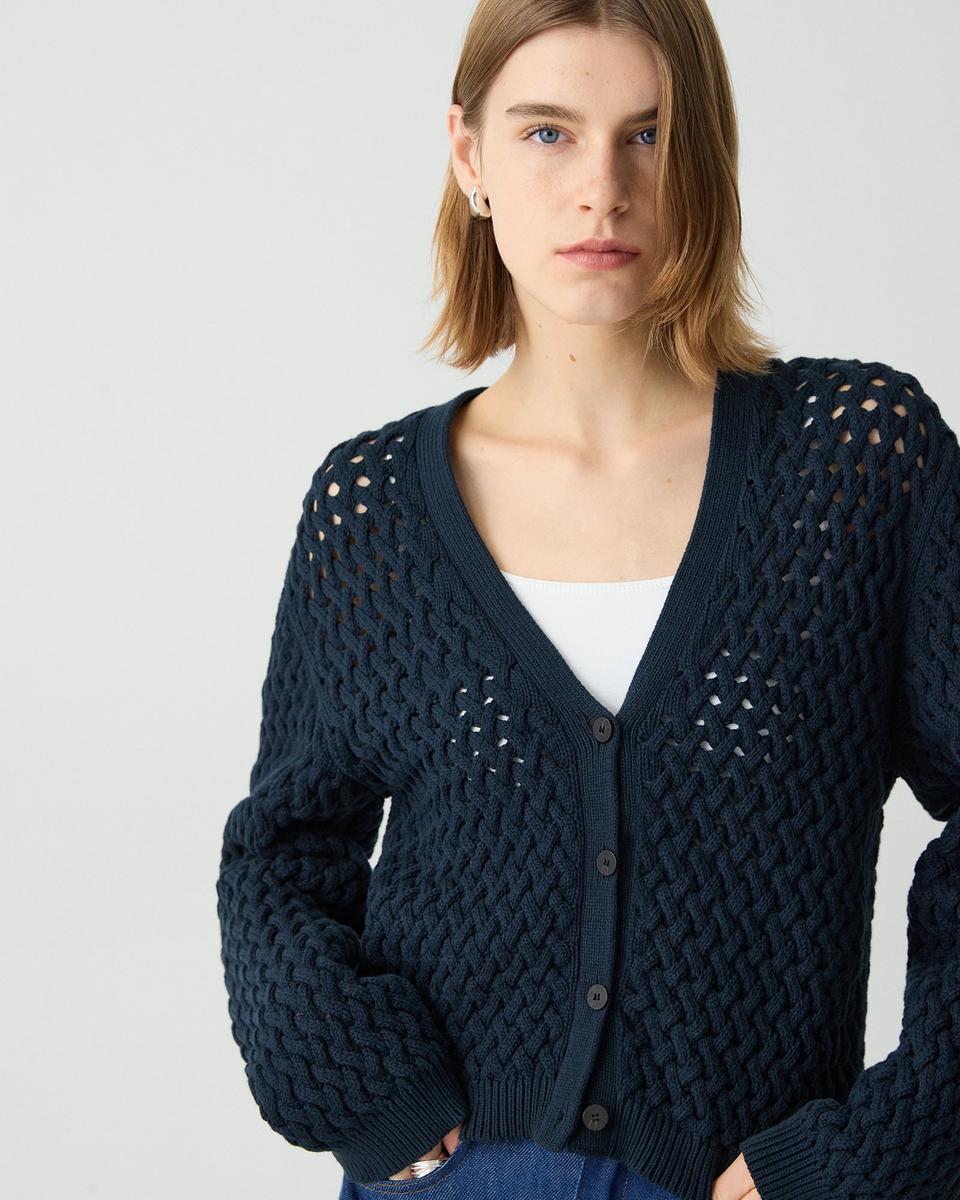 Cable-Knit Cardigan in Rounded Cotton