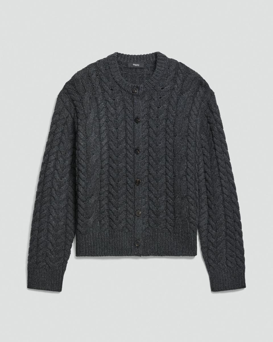 Cable-Knit Cardigan in Felted Wool-Cashmere