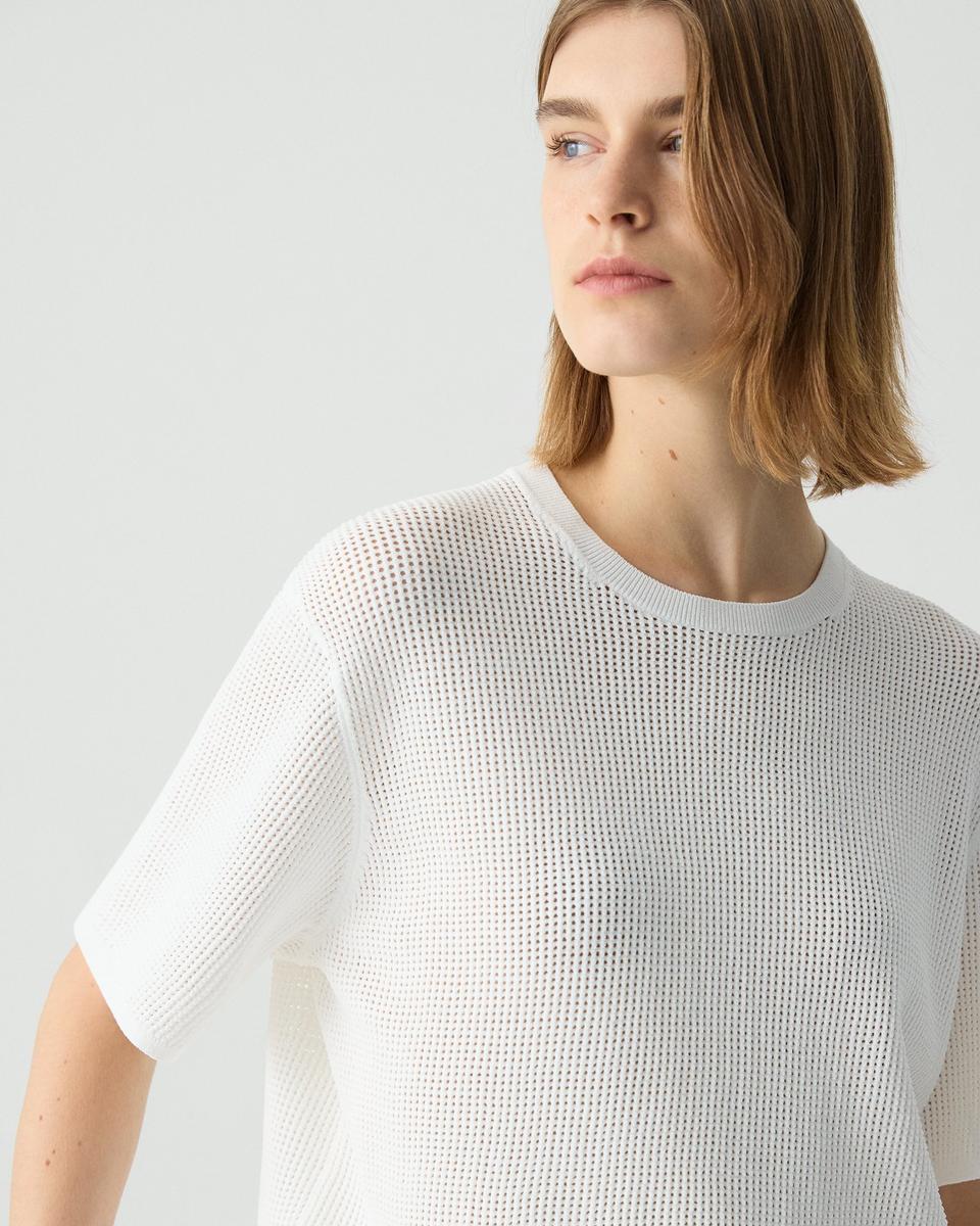 Pointelle Tee in Crepe Knit