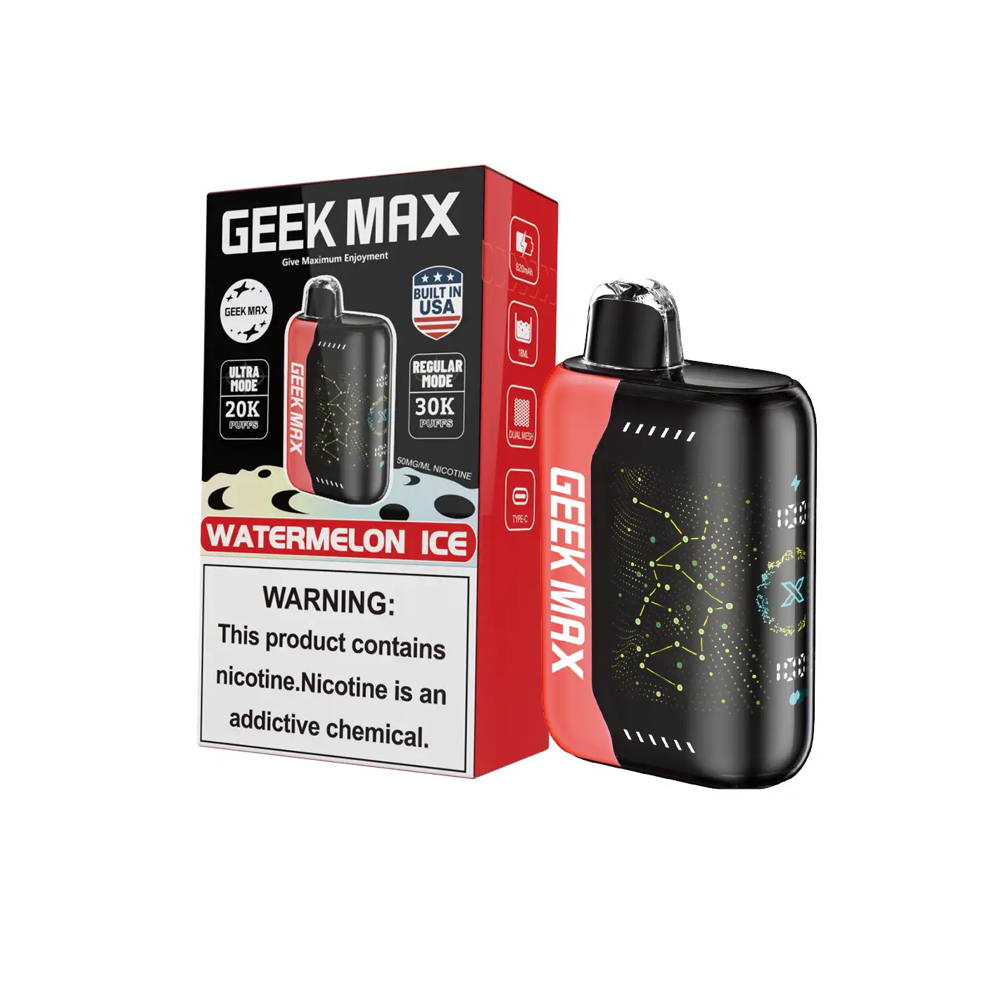 Watermelon Ice | Geek Max 30000 Puffs Disposable Vape - Geek Pulse US