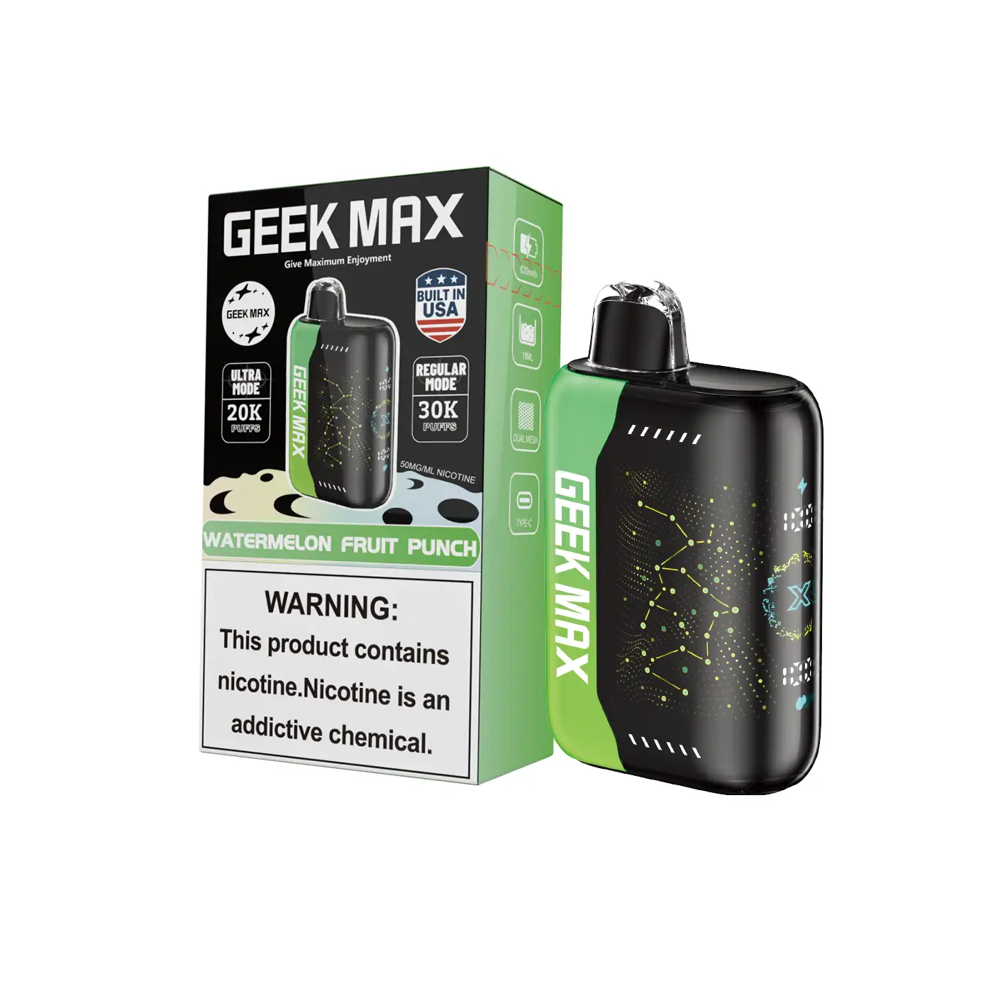 Watermelon Fruit Punch | Geek Max 30000 Puffs Disposable Vape - Geek Pulse US