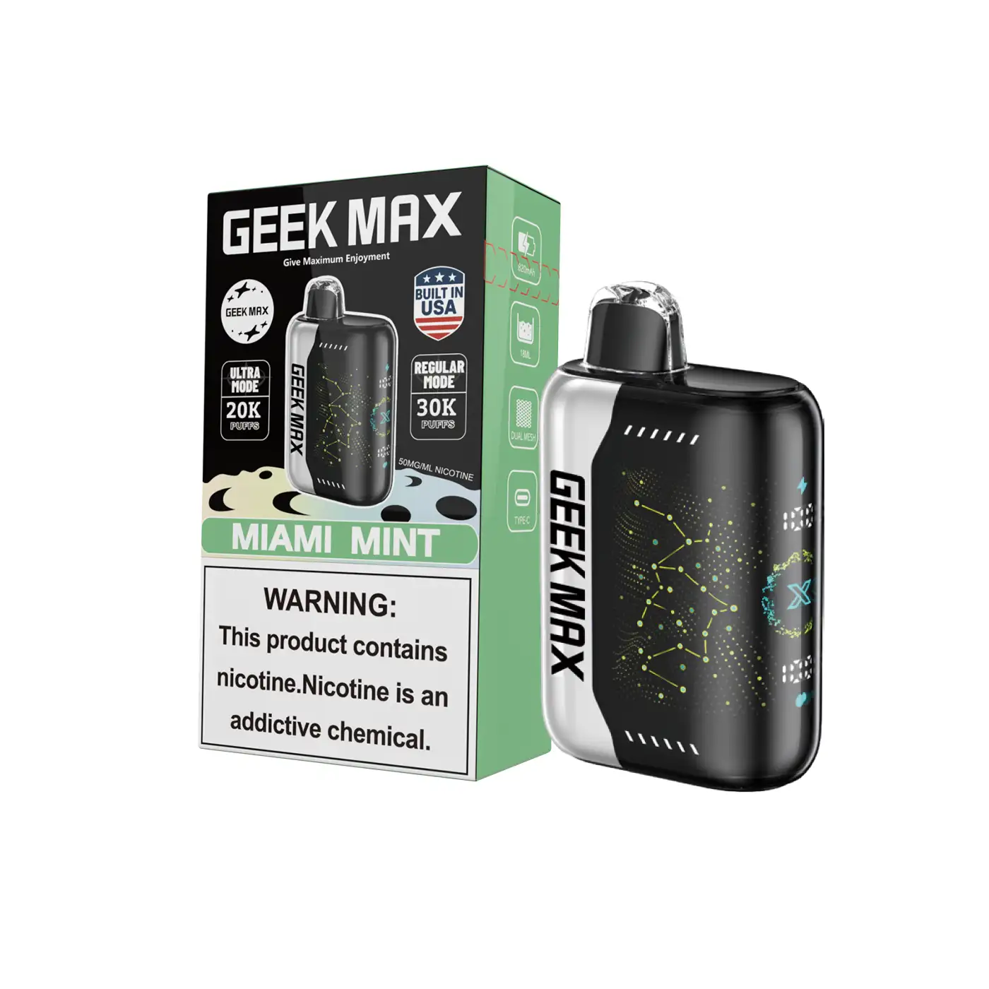 Miami Mint | Geek Max 30000 Puffs Disposable Vape - Geek Pulse US