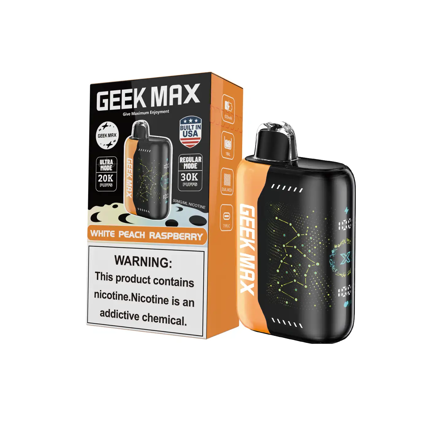 White Peach Raspberry | Geek Max 30000 Puffs Disposable Vape - Geek Pulse US