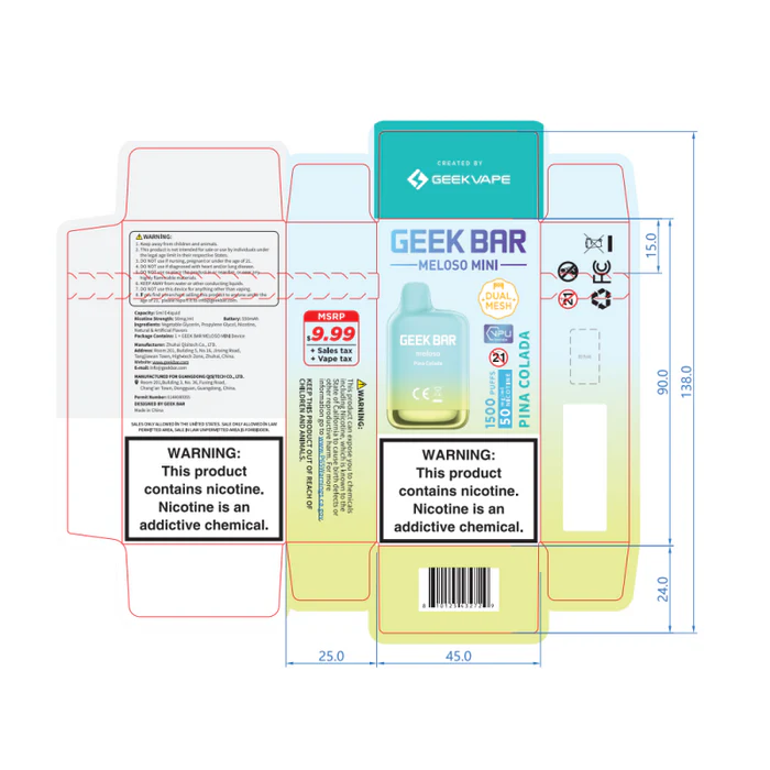 Geek Bar Meloso MINI 1500 Disposable - Geek X Vape US