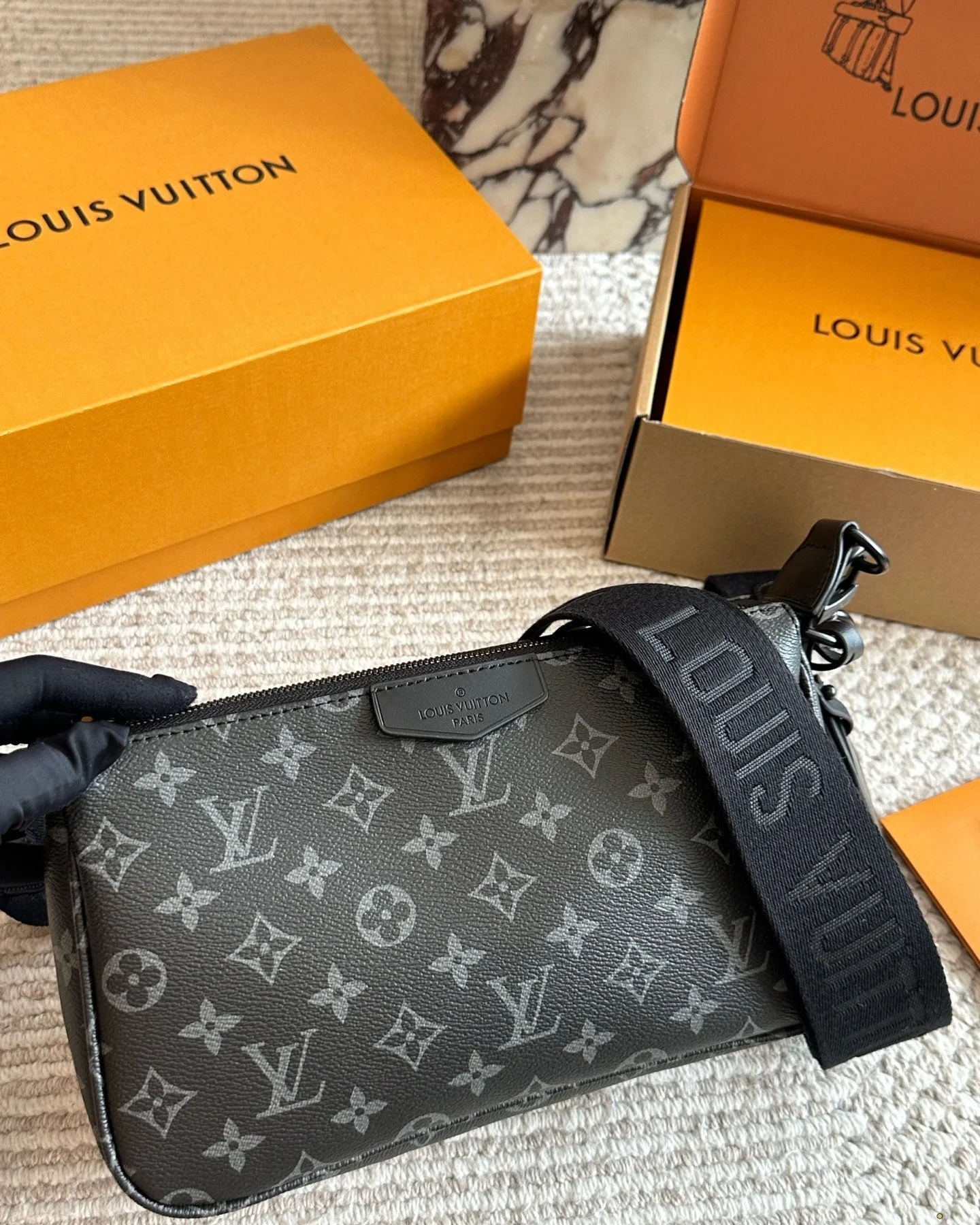 Men's Embossed Crossbody Bag