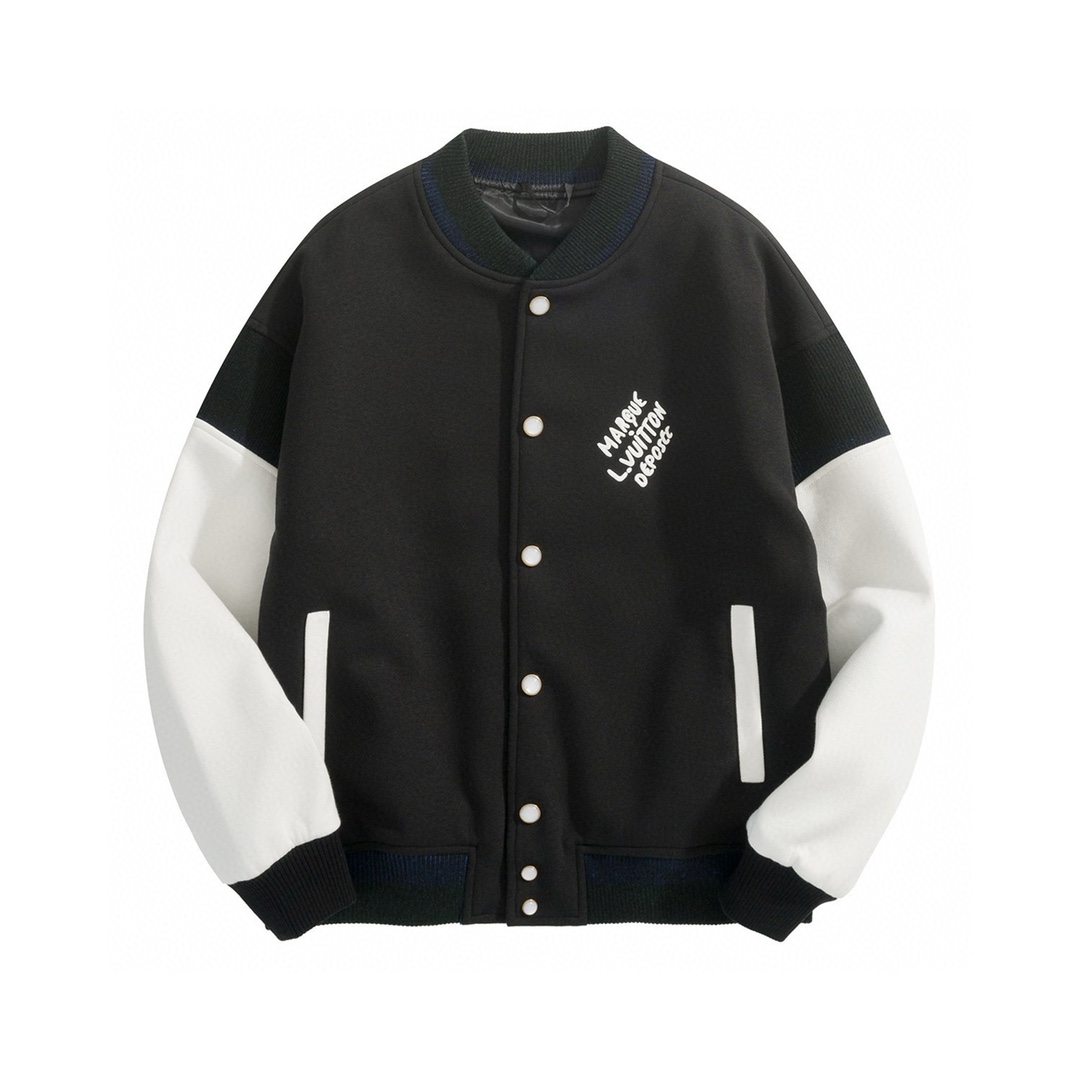 Ribbed embroidery baseball jacket