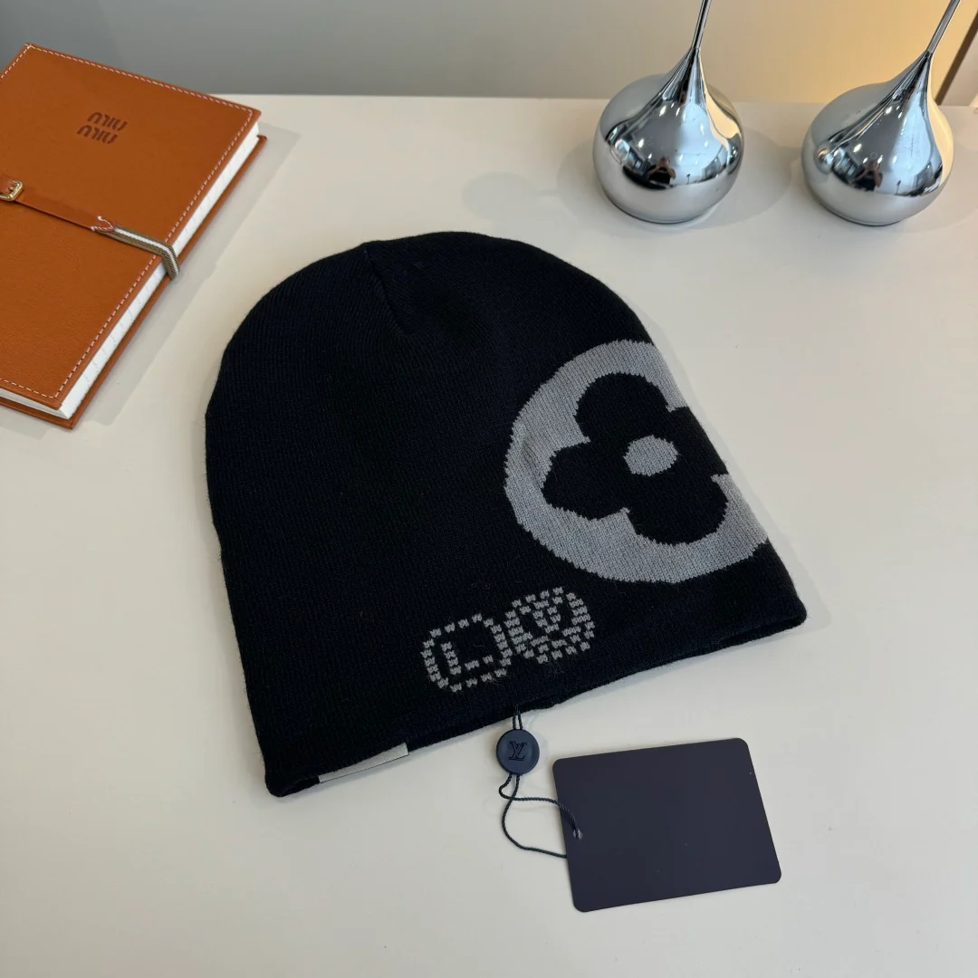 Reversible jacquard floral knit hat