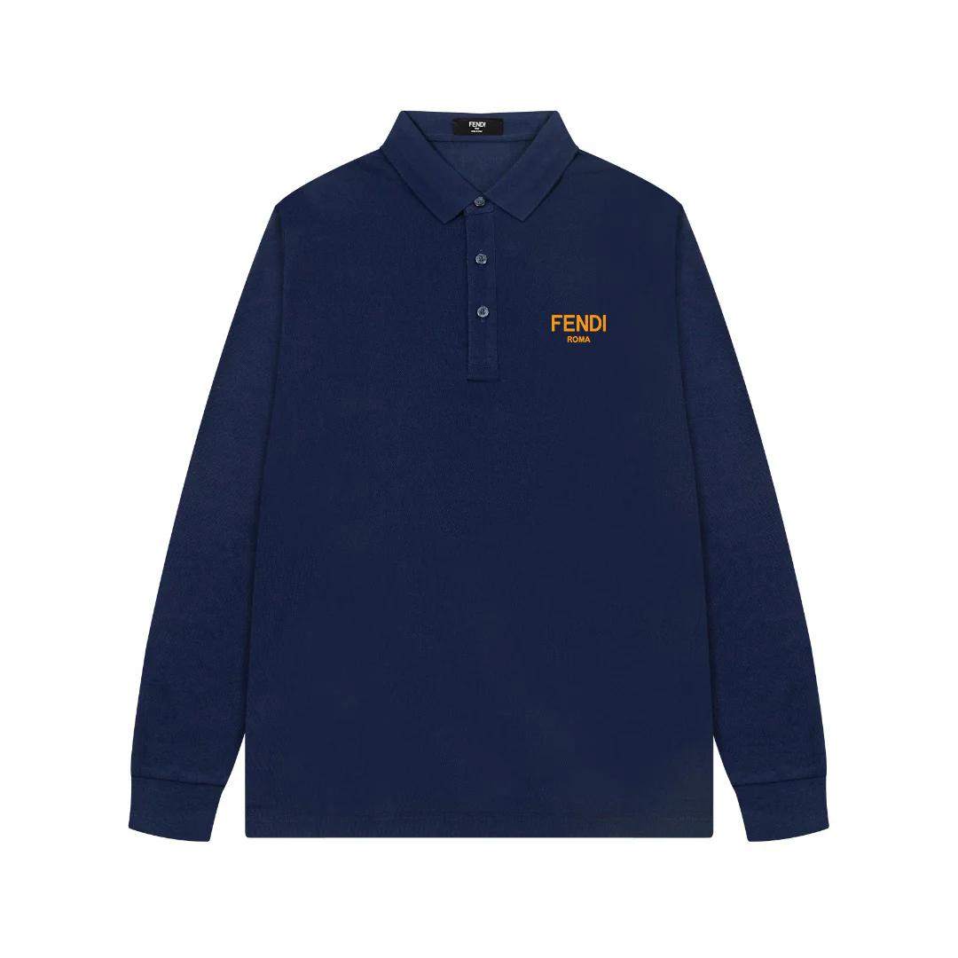 Printed lapel polo long-sleeved T-shirt