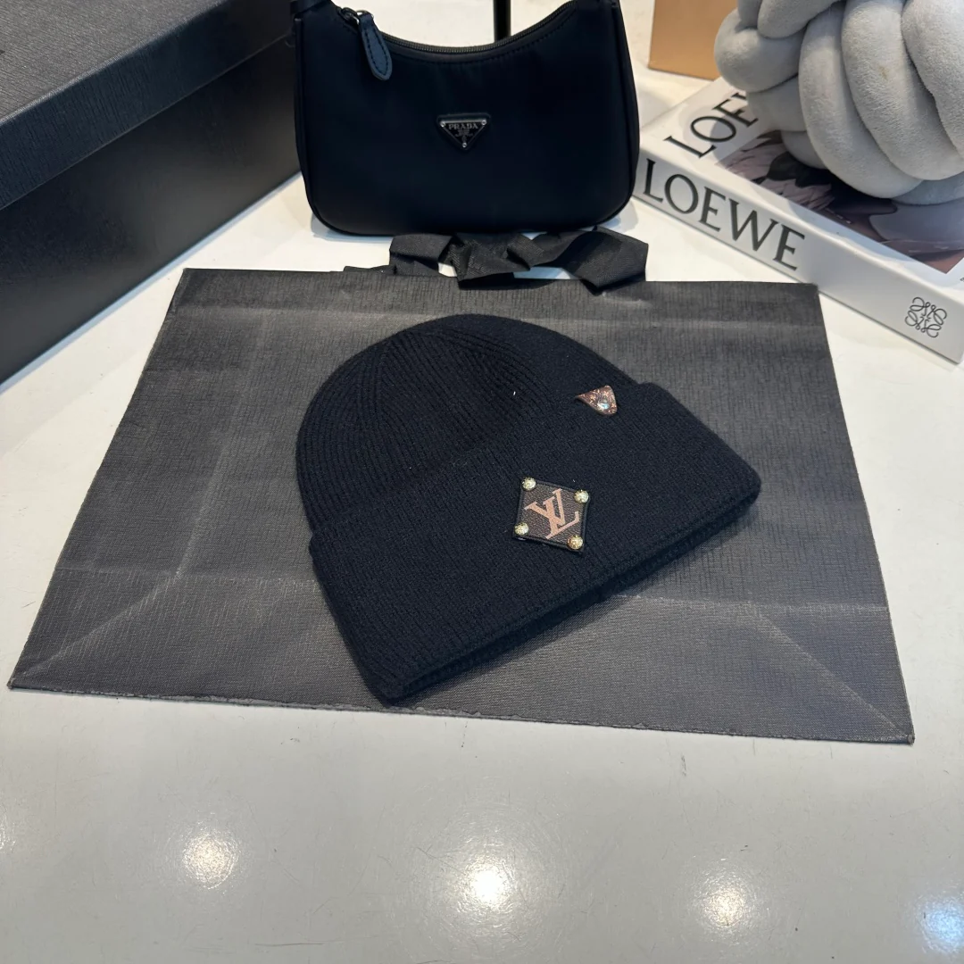 Leather Print Cashmere Knitted  Beanie