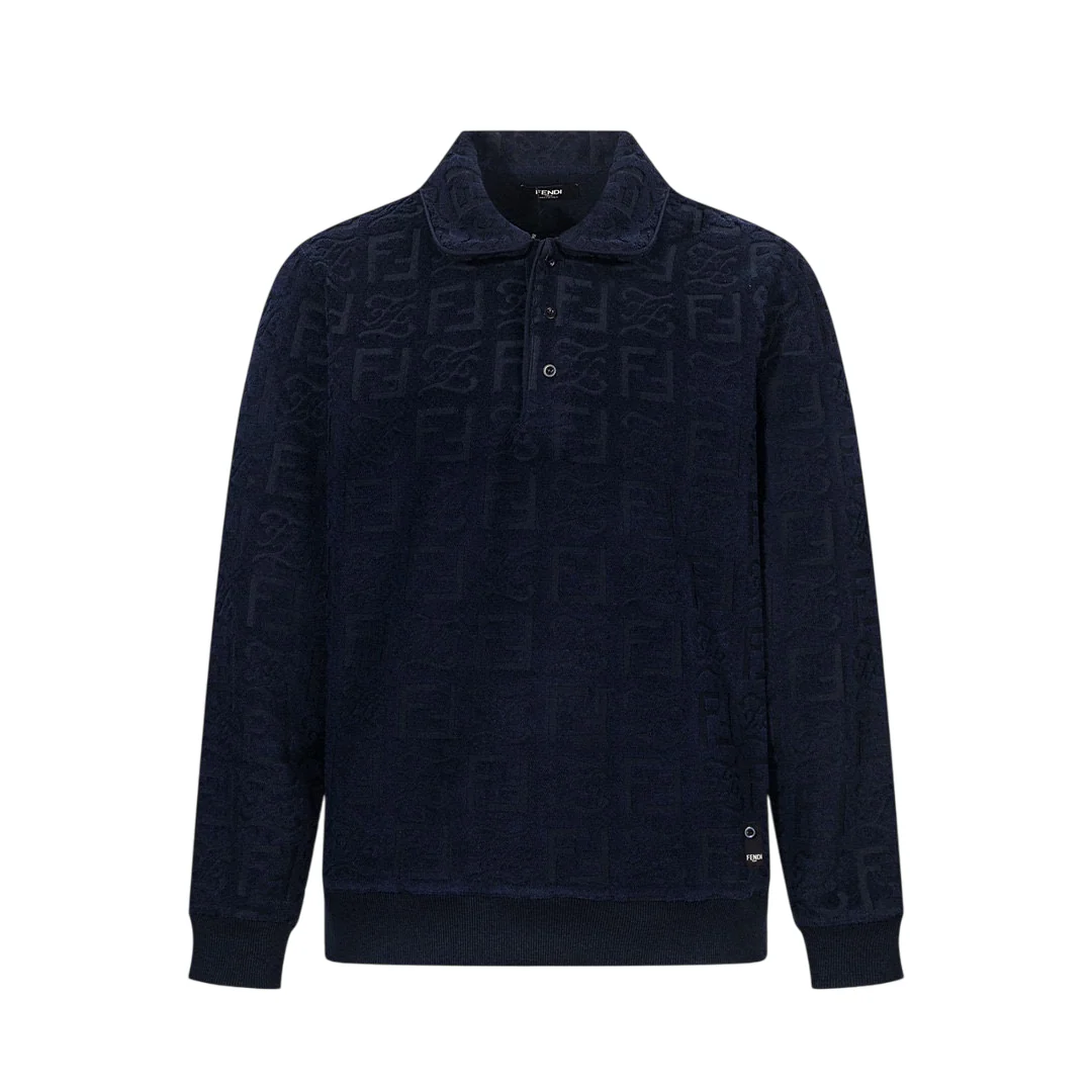 Jacquard-knit Polo sweater