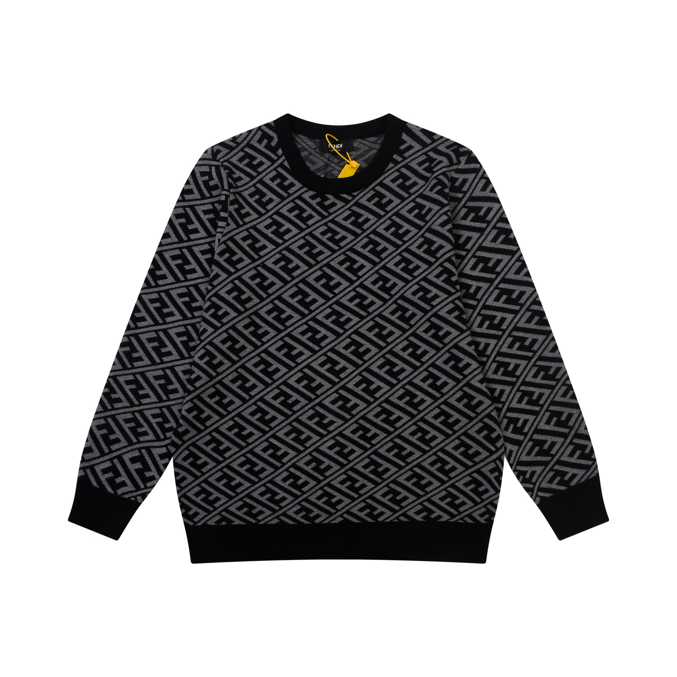 Jacquard crew neck cashmere sweater