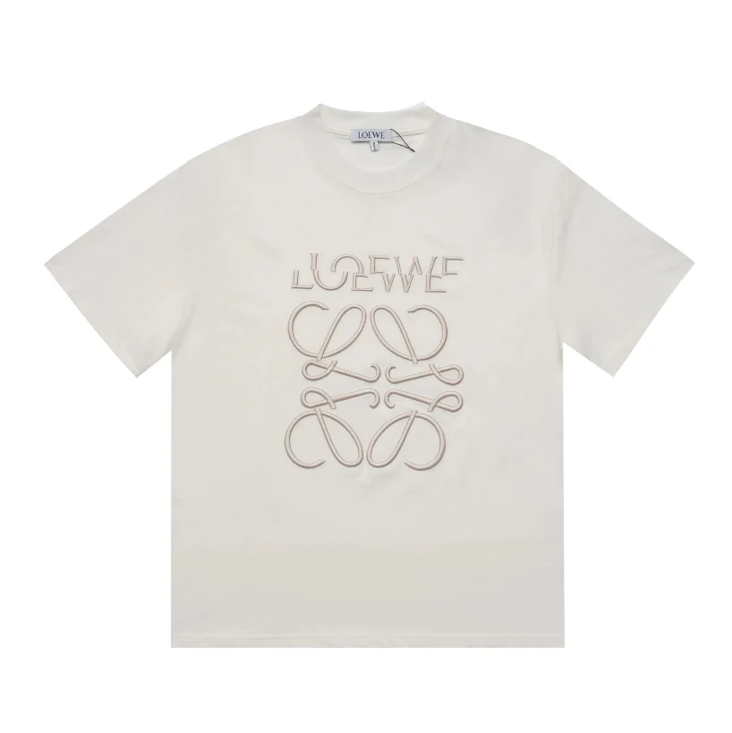 Fashion embroidered round neck cotton T-shirt