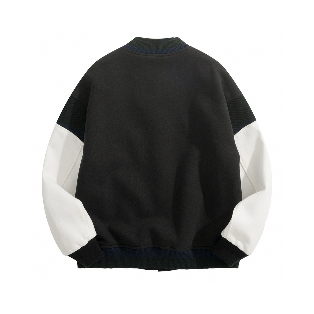 Ribbed embroidery baseball jacket