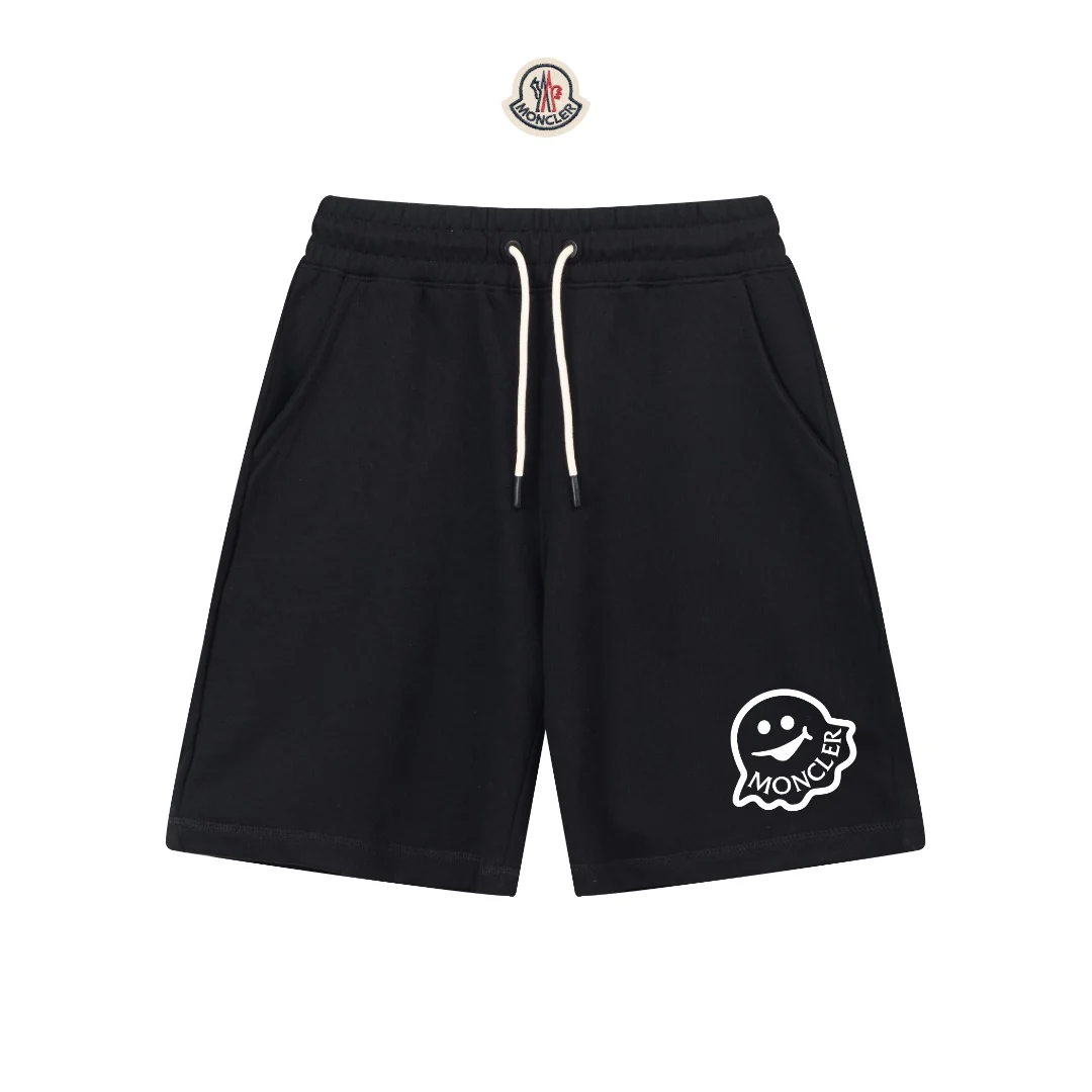 Ghost print embroidered cotton shorts