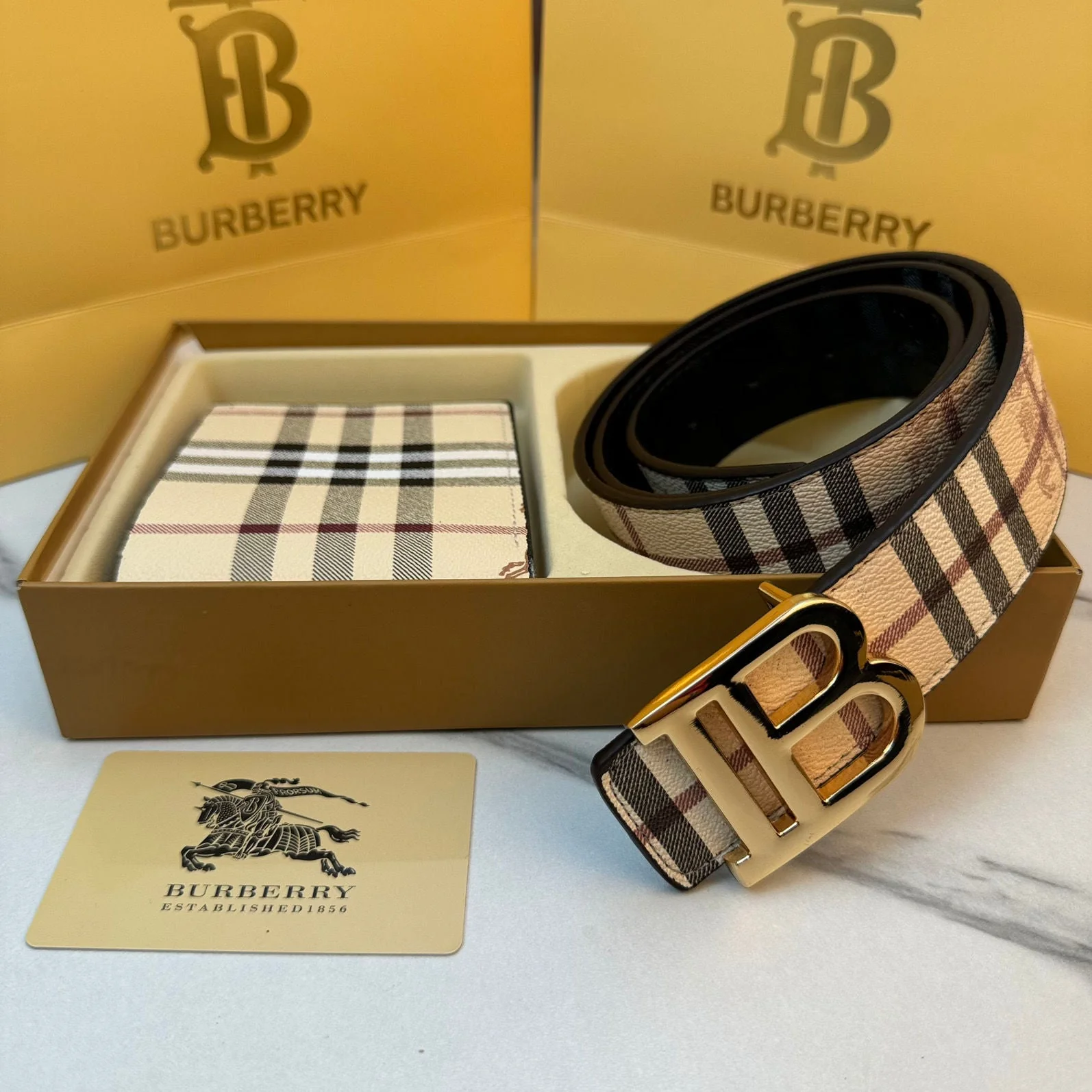 Monogram buckle wallet + belt gift box