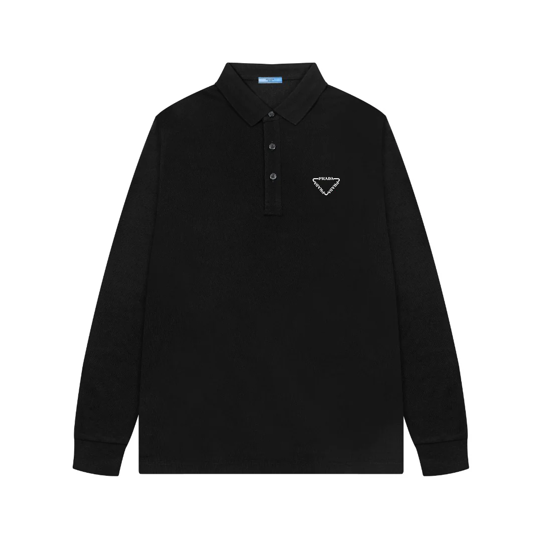 Printed lapel polo long-sleeved T-shirt