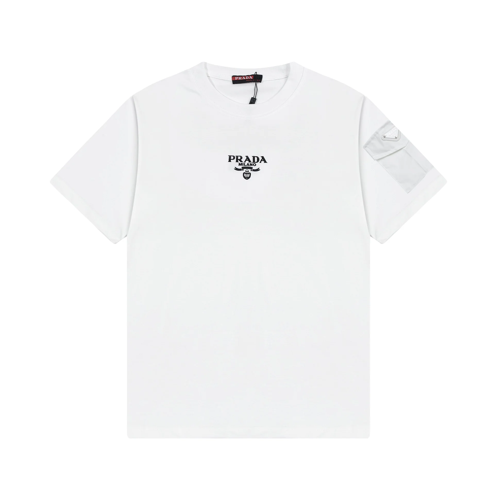 Embroidered crew neck cotton T-shirt