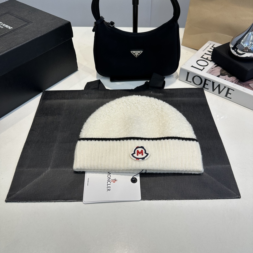 Embroidered cashmere knit beanie