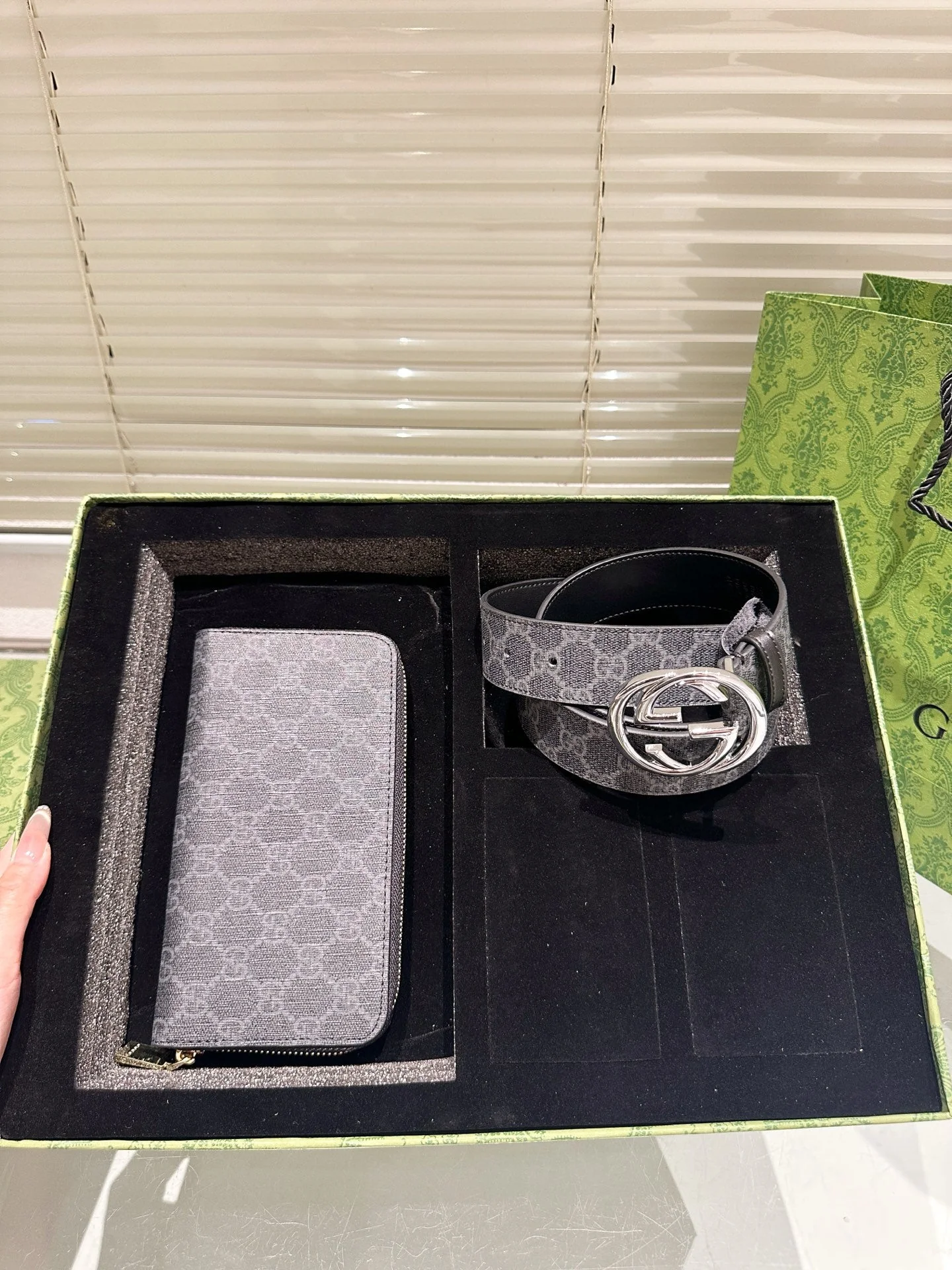 Men's Retro Print Wallet + Belt Gift Box