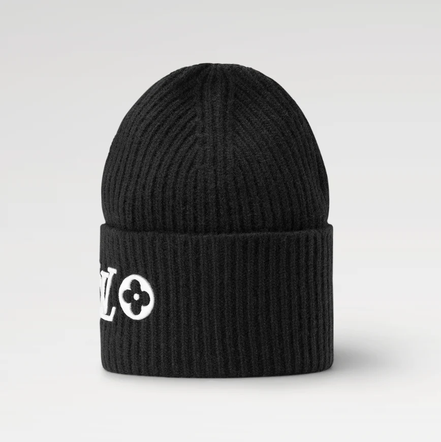 Floral embroidered knitted beanie