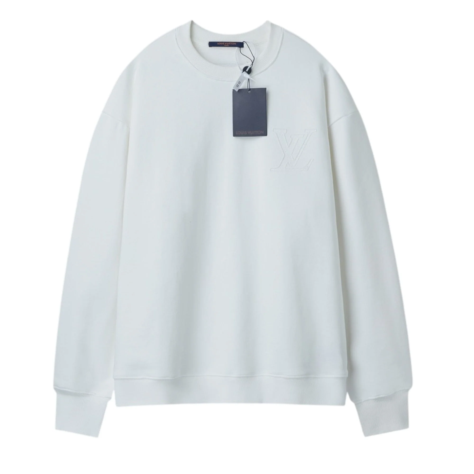 Double-sided embroidered cotton crew neck sweatshirt