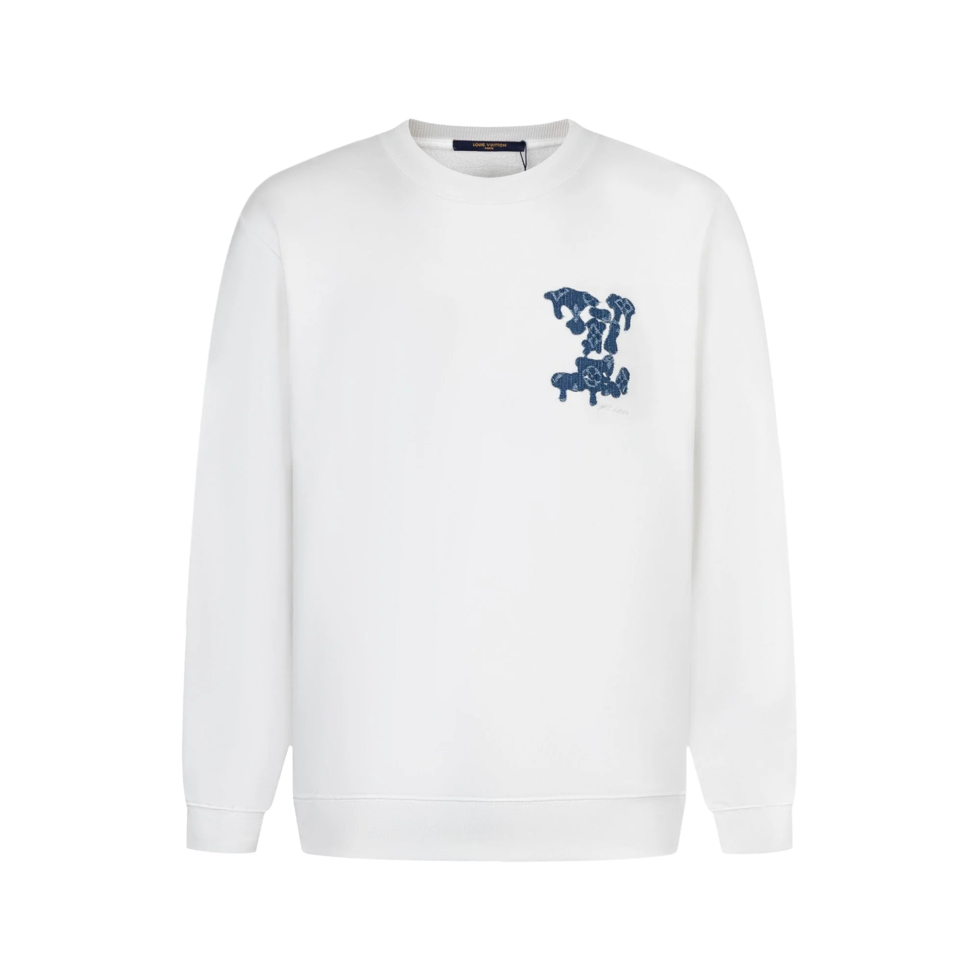 Double-sided embroidered round neck cotton sweatshirt