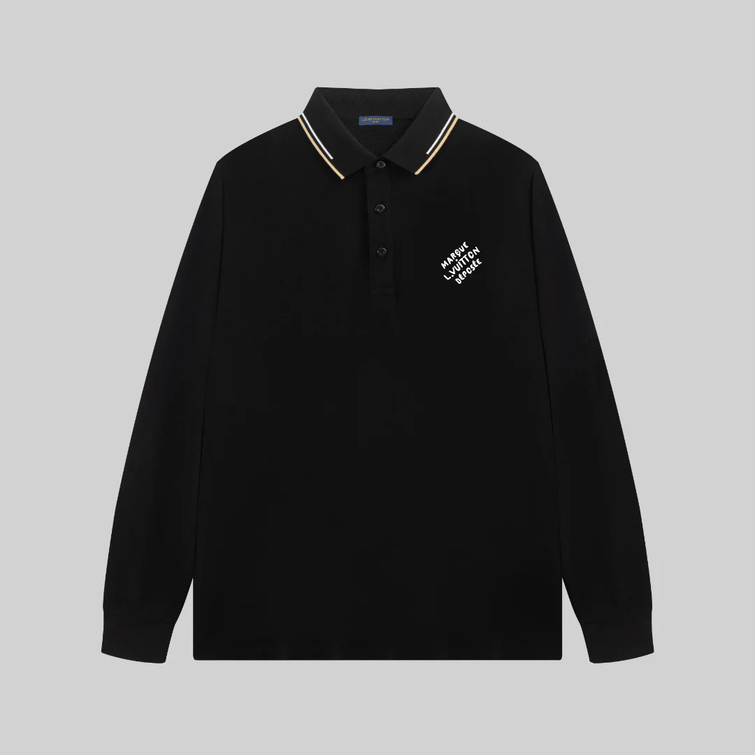 Offset printing lapel polo long-sleeved T-shirt