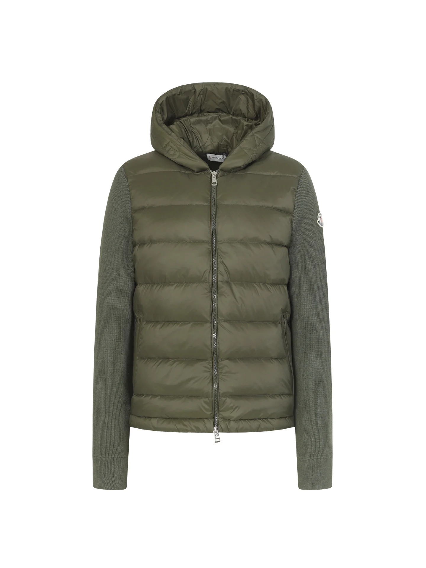 Wool Zip-Up Knit Down Hooded Jacket