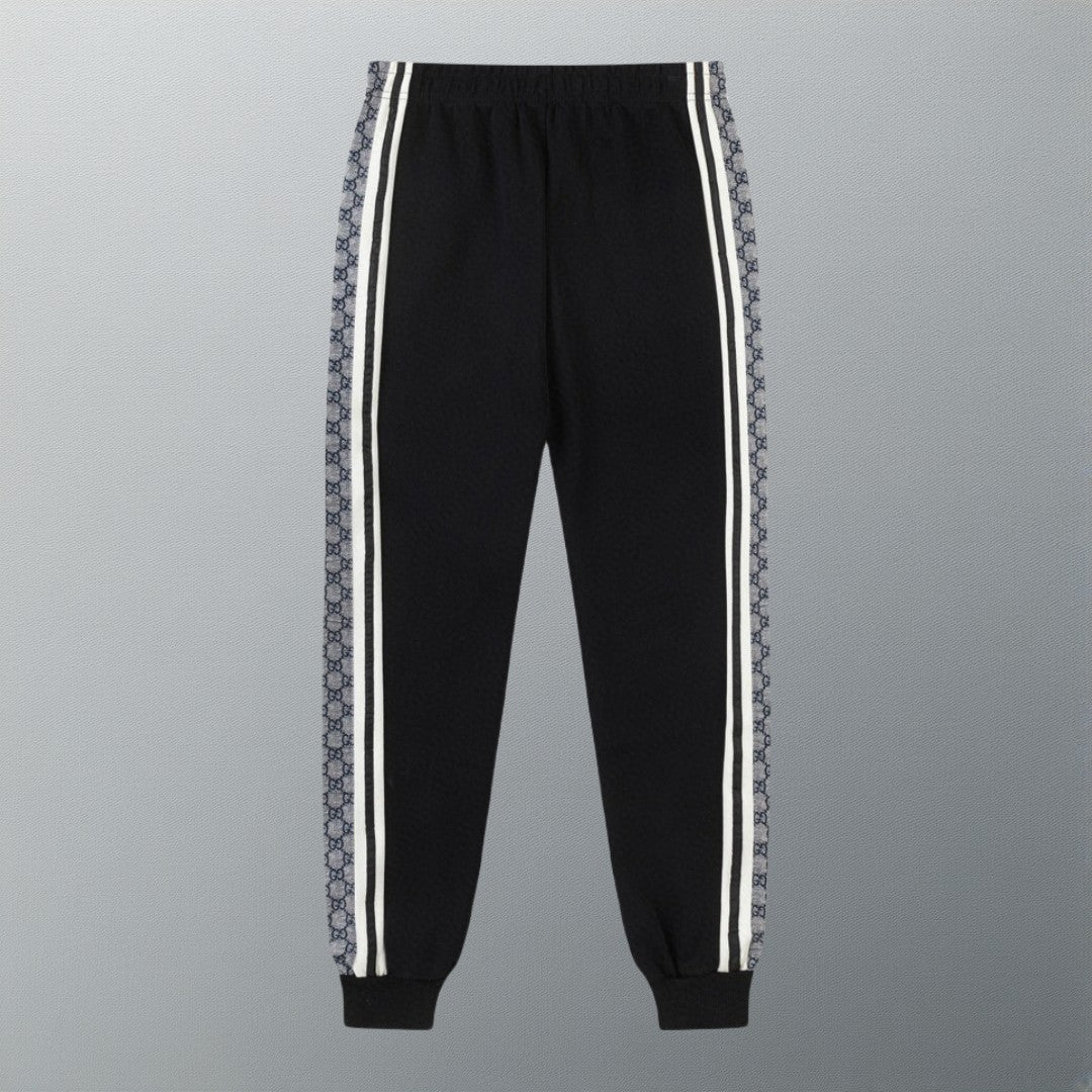 Snake-print webbing trousers