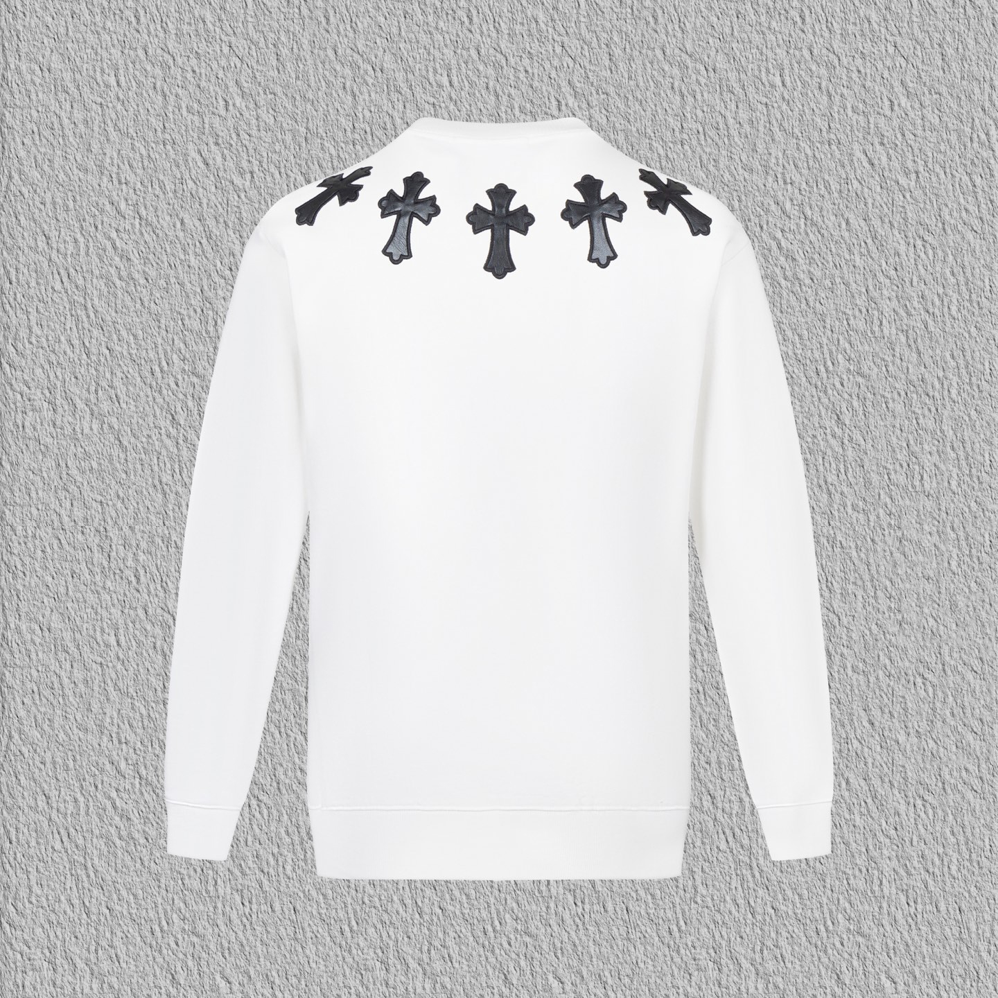 Leather Label Embroidered Crew Neck Sweatshirt