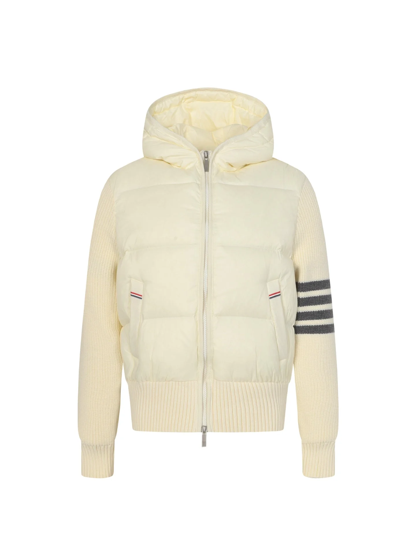 Knitted hooded down jacket