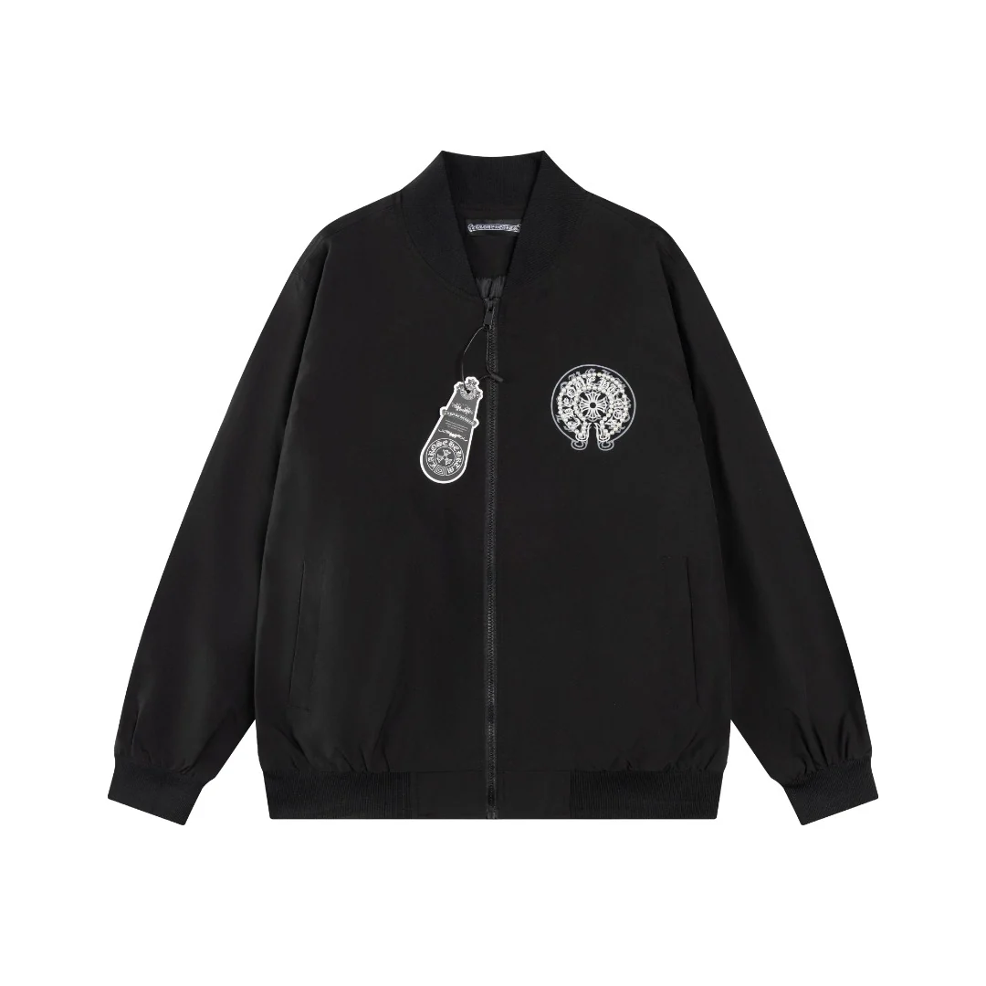 Fashionable embroidered pearl baseball jacket