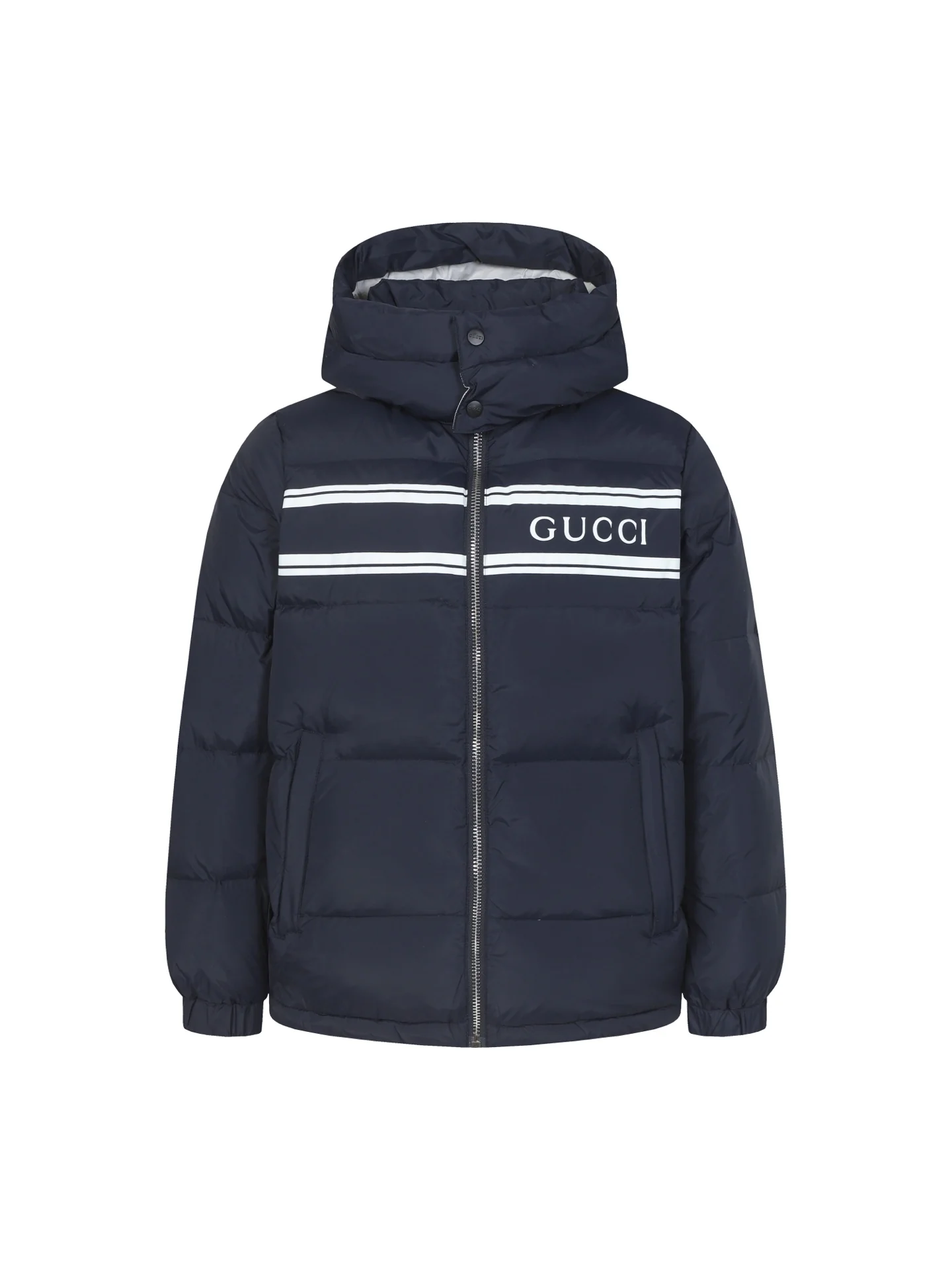 Printed hooded down jacket