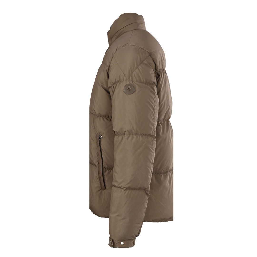 Besbre Leather Logo Zipper Down Jacket