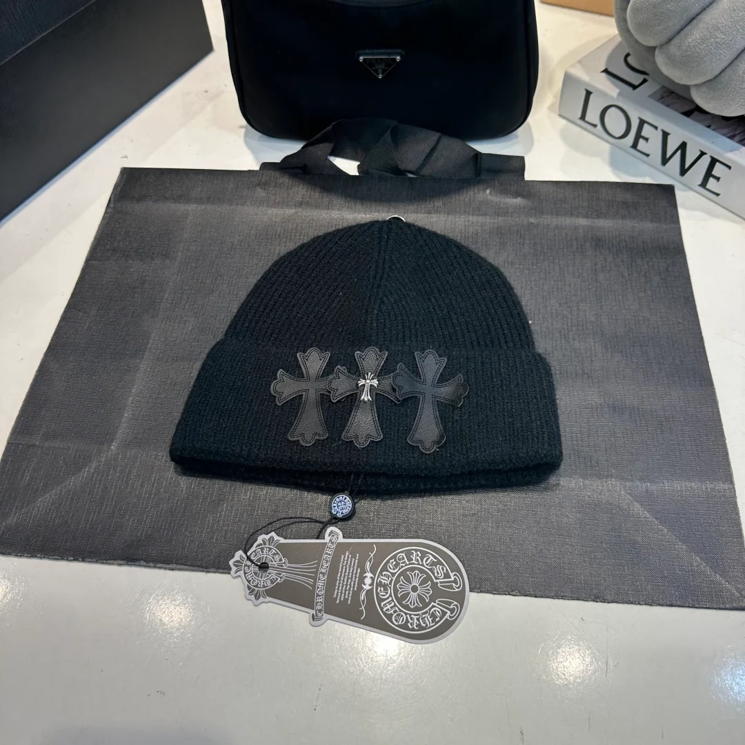 Leather Monogram Cashmere Knitted  Beanie