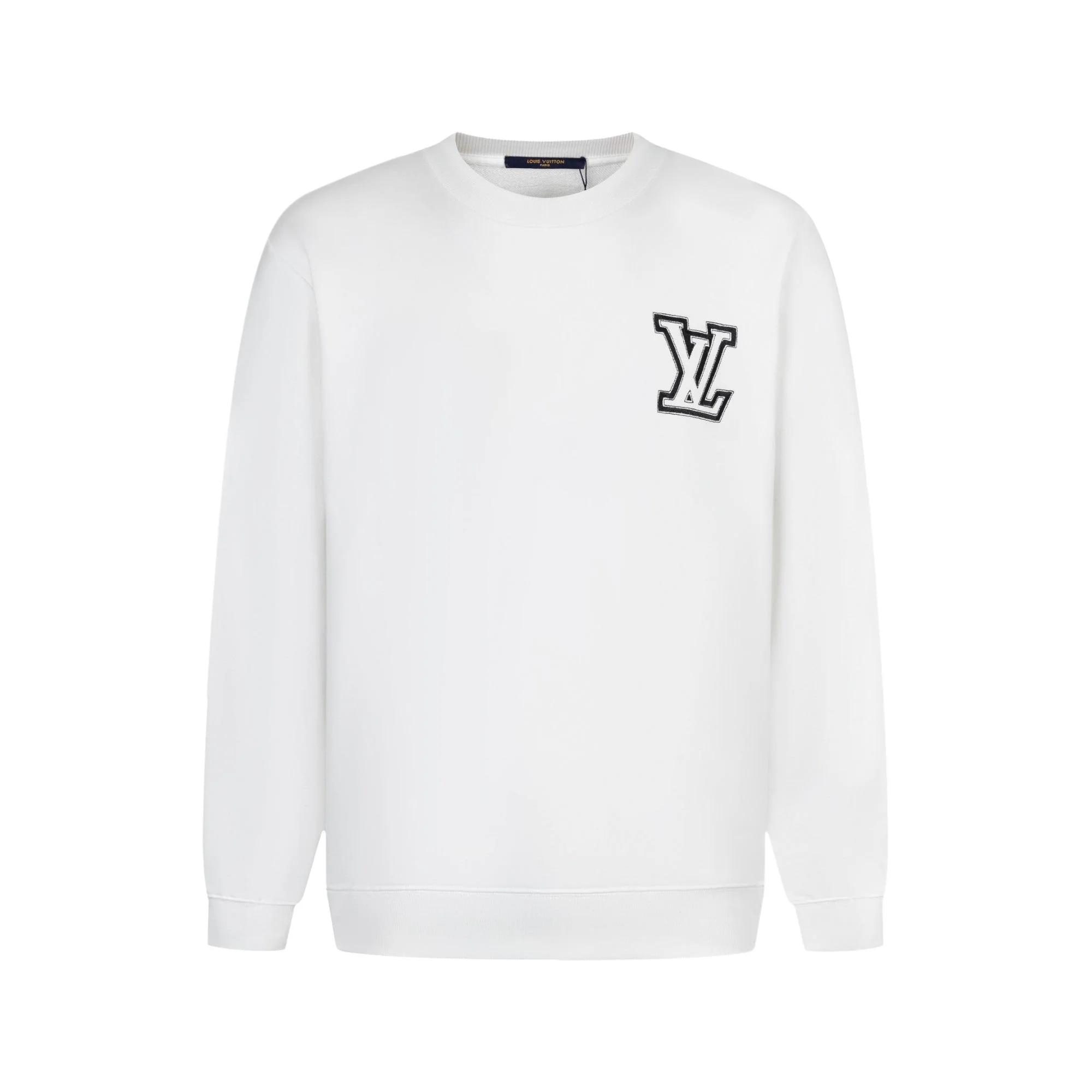 Double-sided embroidered round neck cotton sweatshirt