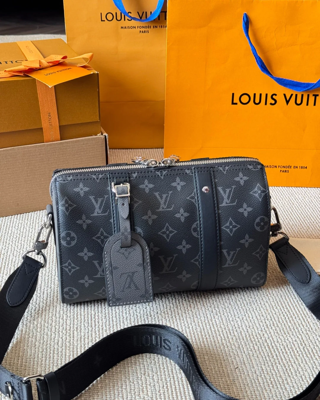 Men's Black and Gray Pillow Crossbody Bag