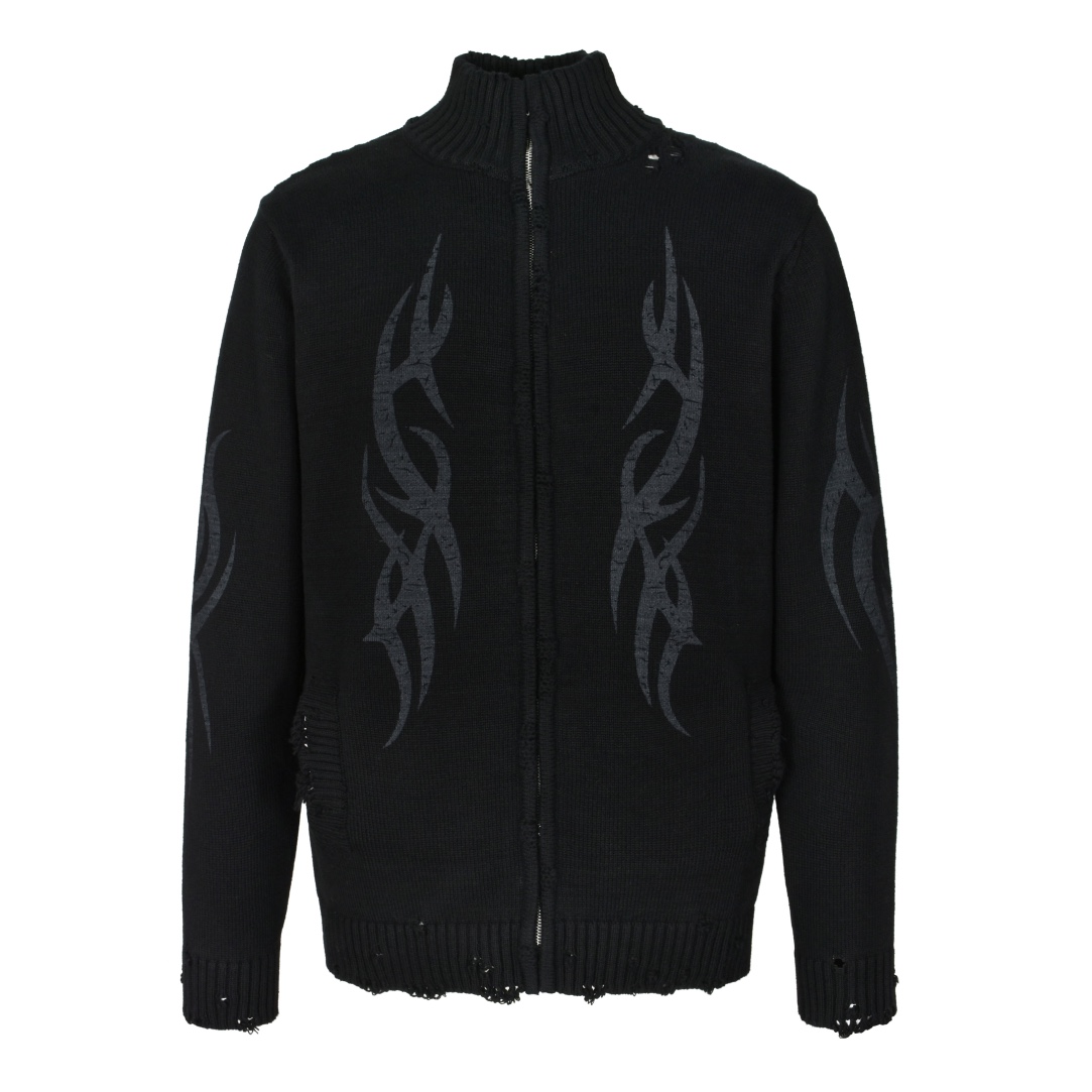 Knitted flame cashmere coat